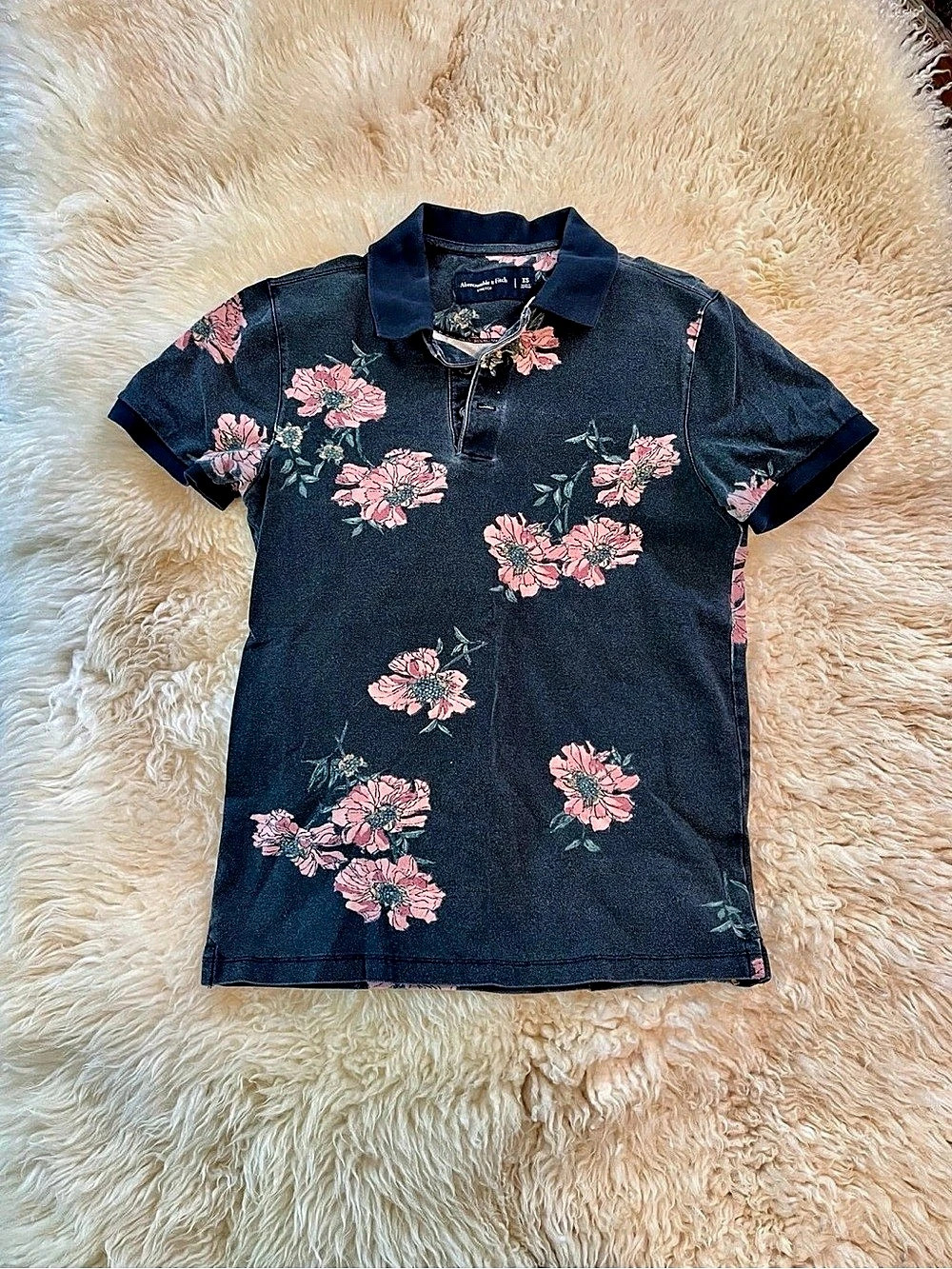 Vintage Y2K Abercrombie & Fitch Mens Floral Polo Shirt XS